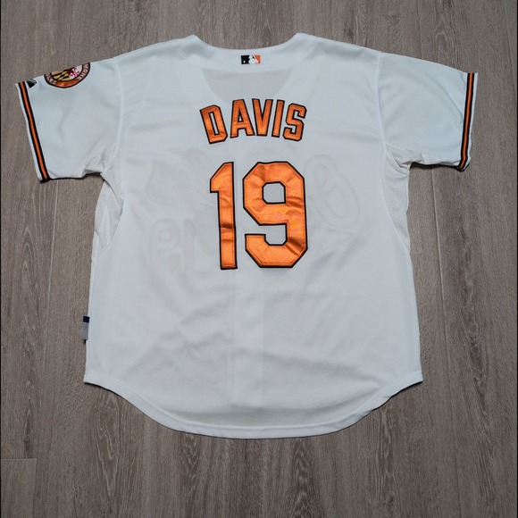 Majestic Baltimore Orioles Davis #19 MLB Baseball Jersey Mens 48 XL White Orange - Picture 2 of 6